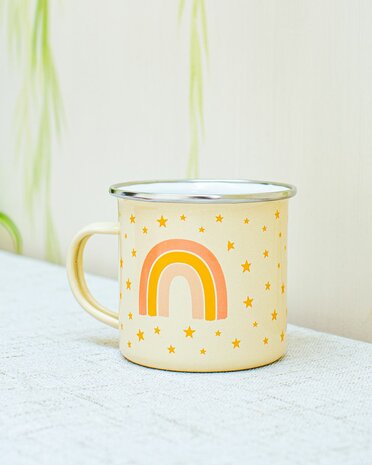 Sass and Belle enamel mug Earth Rainbow bij Greenpicnic