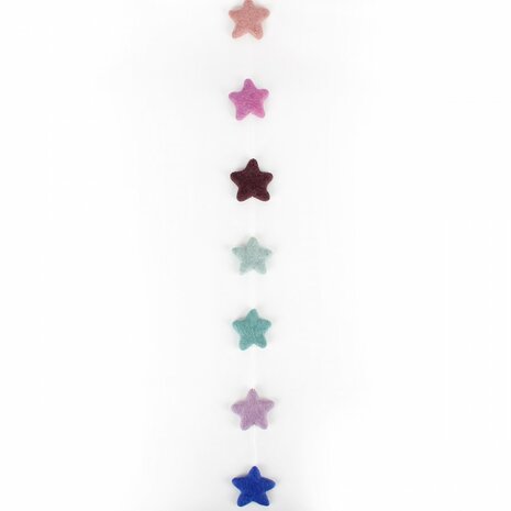 Sjaal met Verhaal vilten slinger van parelmoet gekleurde sterren