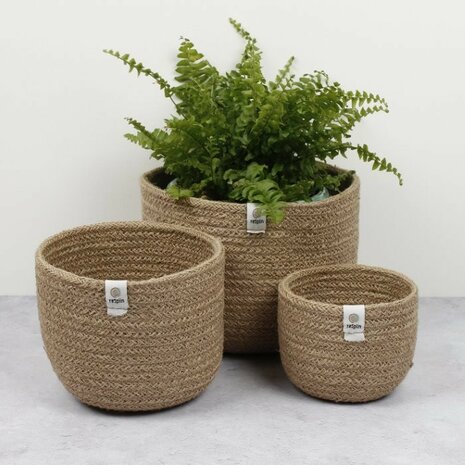 Set naturel jute mandjes voor planten of spulletjes - Eco cadeauwinkel GreenPicnic