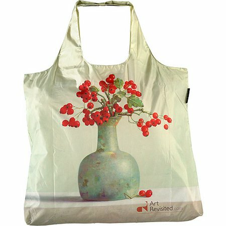 Ecozz opvouwbare tas met rode bloemen in vaas