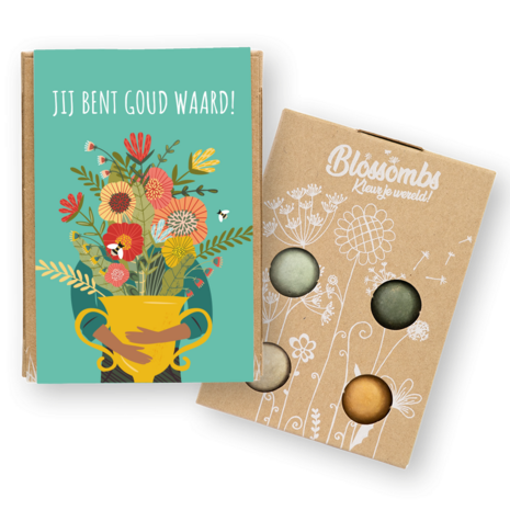 Blossombs bloembommetjes set van 4, Jij bent goud waard