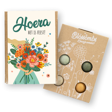 Blossombs Giftbox Hoera het is feest, bloemzaad bommetjes