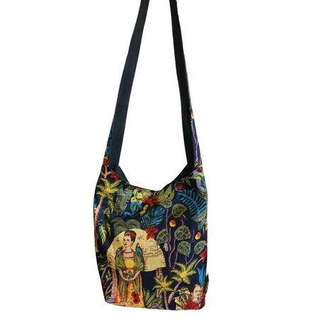 Crossbody tas van katoen met Frida Kahlo print
