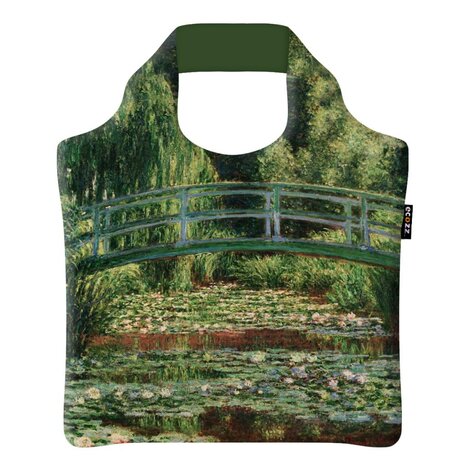 Ecozz Claude Monet Water Lilies Japanese Bridge, opvouwbare tas met rits