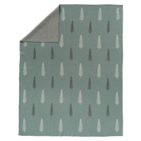 GreenPicnic - Fijn gebreide wiegdeken met Scandinavische Forest print van Fresk