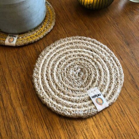 ReSpiin Jute Coaster  Natural White- verkooppunt GreenPicnic