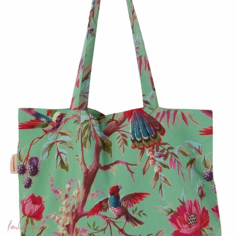 Imbarro katoenen shopper met Paradise print Easybag Grass