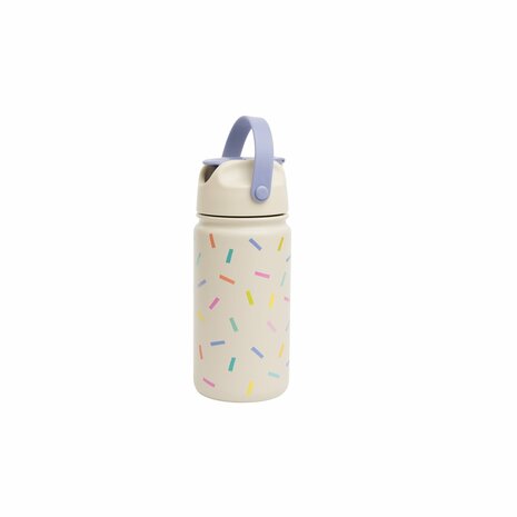 The Cotton Cloud thermosfles met rietje en drinktuit met Confetti print