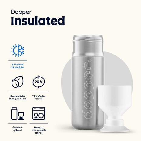 Informatie over Dopper insulated silver thermosfles
