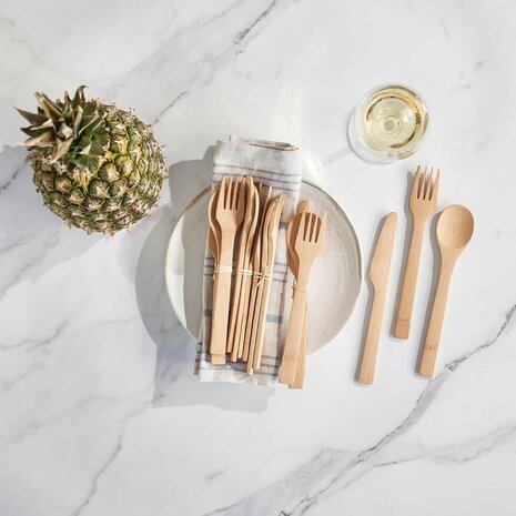 Bambu natuurlijk bamboe houten bestek