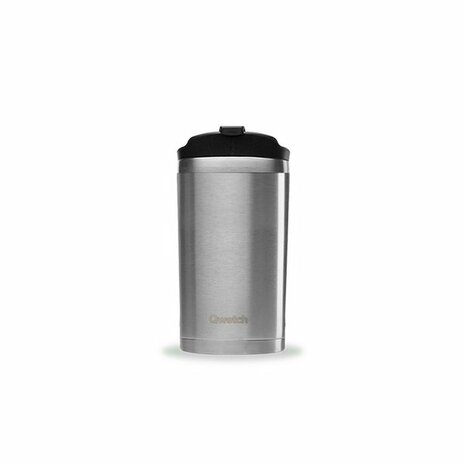 Dubbelwandige roestvrijstalen Coffee to GO beker in geborsteld staal