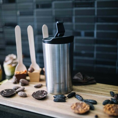 Brushed Steel Coffee to Go Cup van Qwetch