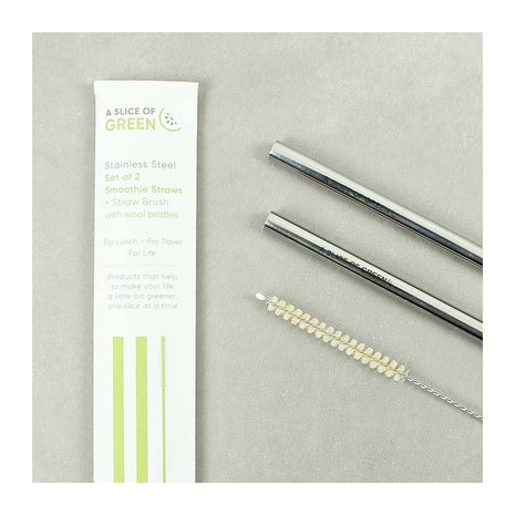 Slice of Green RVS smoothie straws and brush Greenpicnic
