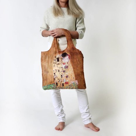 Opvouwbare tas van rPet met de kus van Gustav Klimt