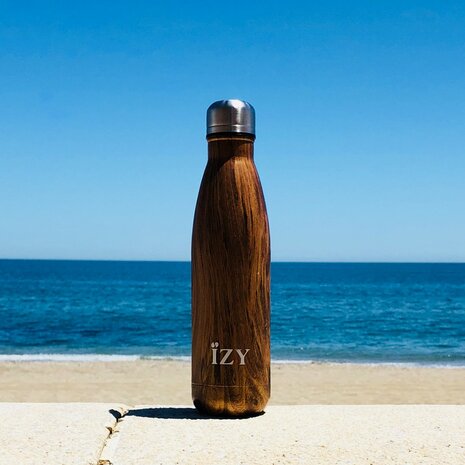 Houtprint IZY bottle drinkfles Design Brown 500ml GreenPicnic