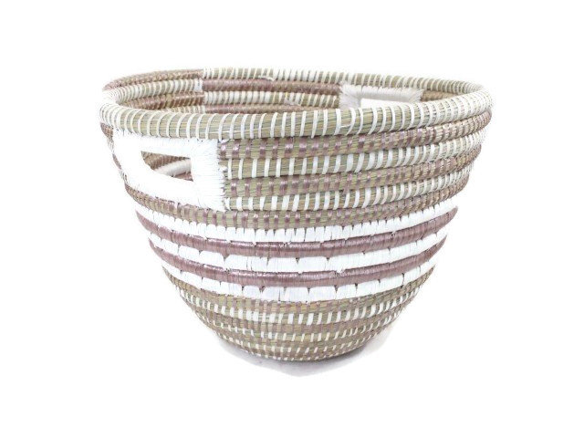 FairTrade Original Hoge mand van kaisagras omwikkeld met wit en koperkleurige stroken
