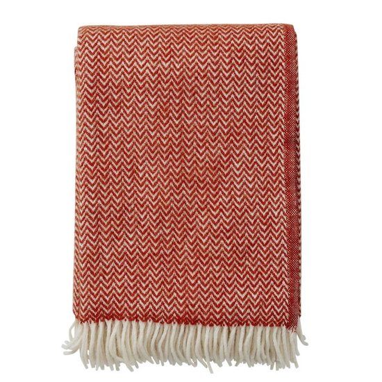 Klippan eco lamswollen deken Chavron Ruby Red