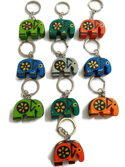 Fairtrade olifant sleutelhanger in diverse kleuren Greenpicnic