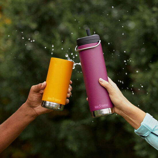 Klean Kanteen TK Wide bekers in okergeel en paars