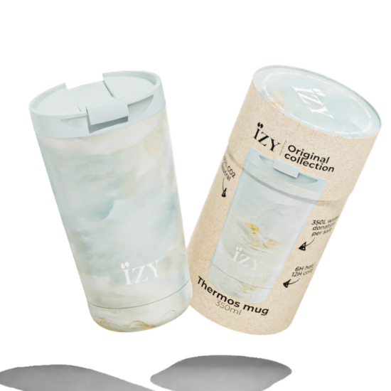 Izy Mugs Thermosbeker Marble Green