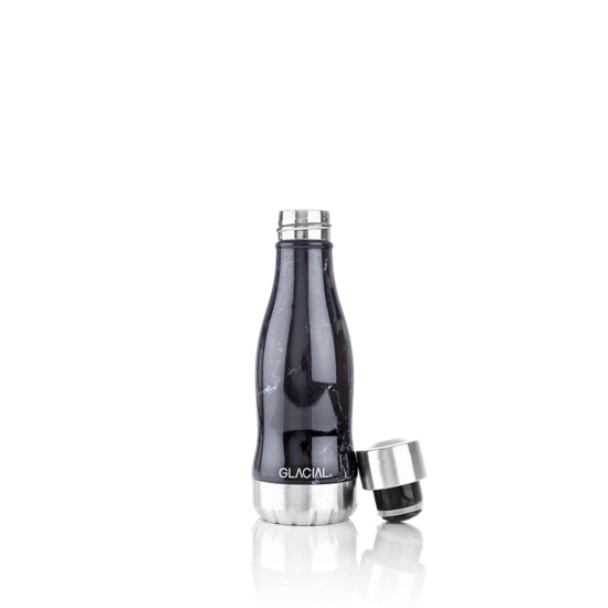 Glacial Bottles RVS drinkflesje, dubbelwandig met zwarte marmer print