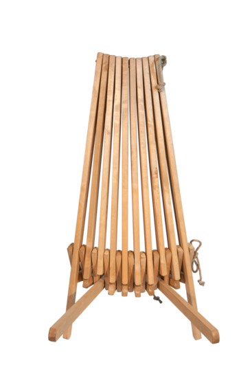 Ecochair inklapbare tuinstoel van hout en touw.