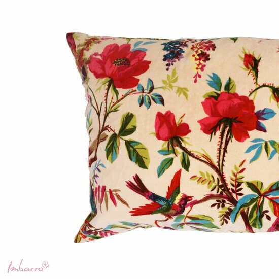 Sierkussen met paradise print van Imbarro in Ecru