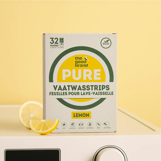 Eco afwas strips Lemon van The Good Brand, ecologisch afwasmiddel bij GreenPicnic