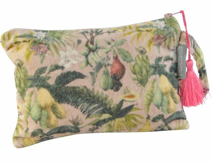 Strelitzia Pouch, etui van velours katoen met planten print