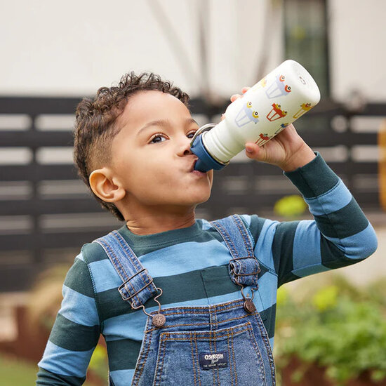 Kid Kanteen Classic Sippy Cap Cars, sterke RVS kinderfles