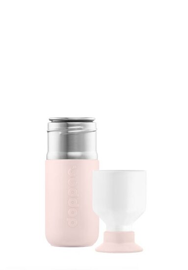 Dopper mini fles in Soft Pink, RVS fles met beker