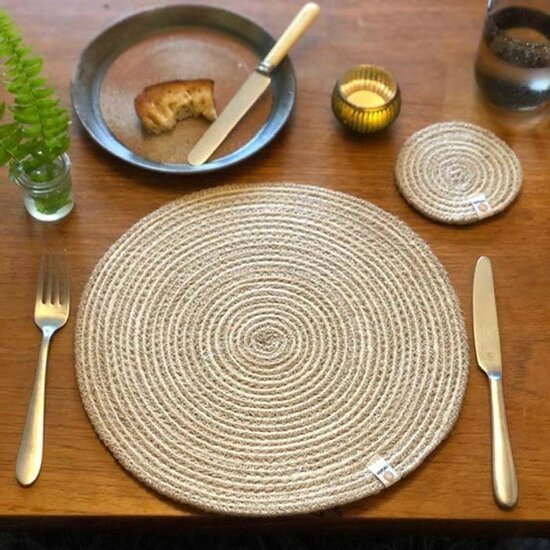 Jute placemat, Respiin spiral tableamat Natural White