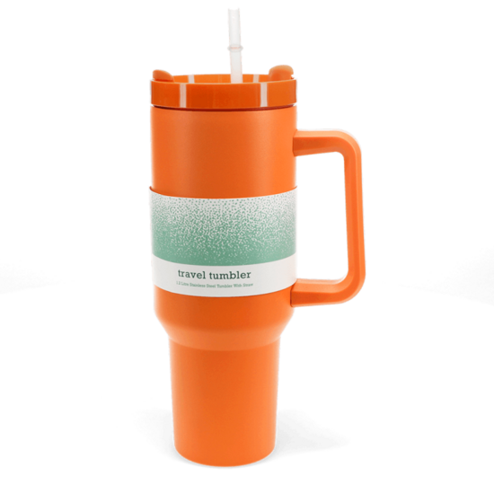 REX London Travel Mug Orange, XL reisbeker met rietje