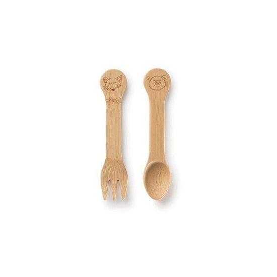 GreenPicnic - Bambu kinderlepel en vork uit bamboehout