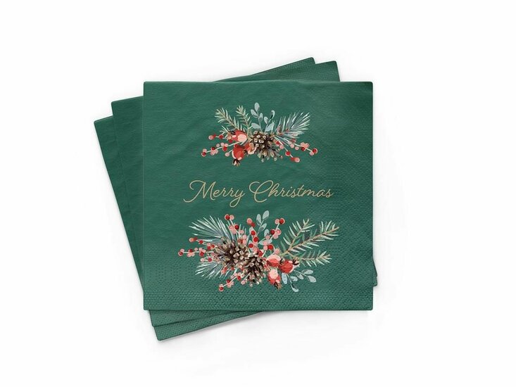 Bamboonapkin wegwerp servette van bamboe met Merry Christmas print