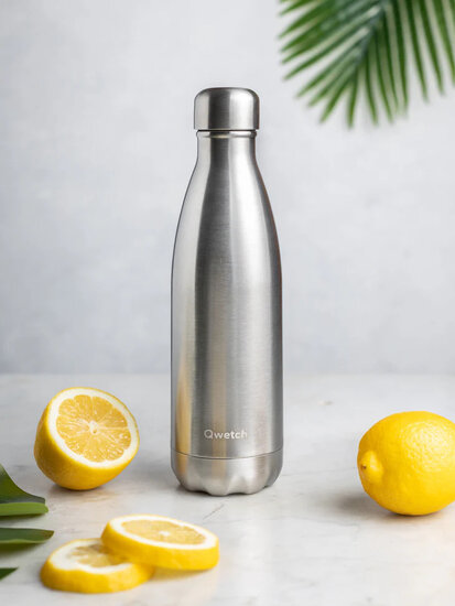Qwetcj Insulated Brushed Steel Bottle, RVS thermosfles 750ml