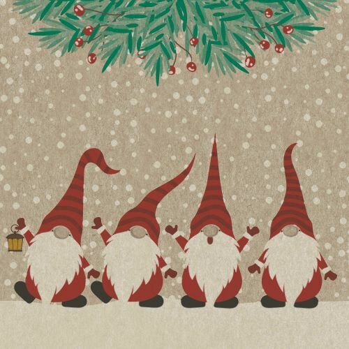 Happy Santas servetten van gerecycled tissue papier - Naturals
