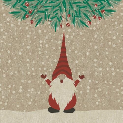 Naturals - Kleine Happy Santas servetten van gerecycled papier