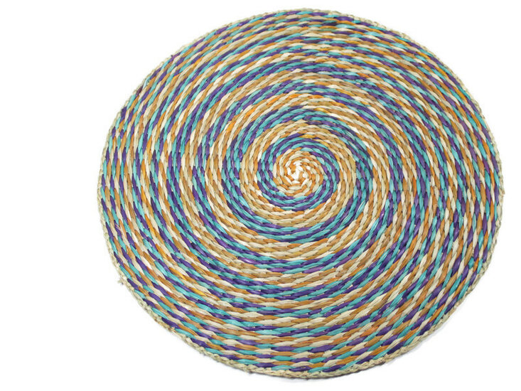 Placemat rond multicolour paars van zeegras bij GreenPicnic