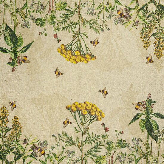 Eco Line duurzame wegwerpservetten met Wild Flowers print