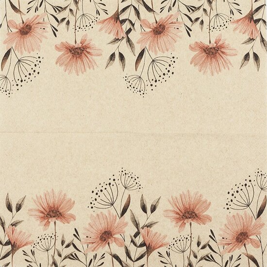 Uitgevouwen Cocktail servet Delicate Flowers print