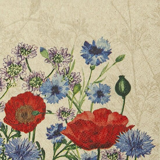 Eco Line Wild Poppies Napkins, kleine servet met klaproos print