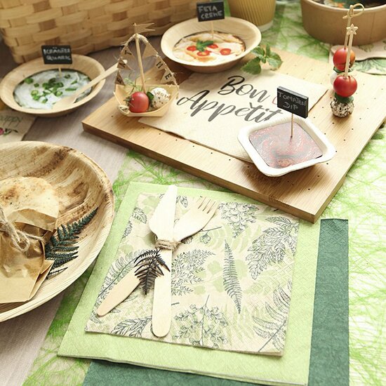 Eco Napkins, 2 laags servetten met groene milieuvriendelijke print