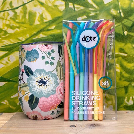 ChicMic office thermosbeker met Dotz siliconen rietjes GreenPicnic