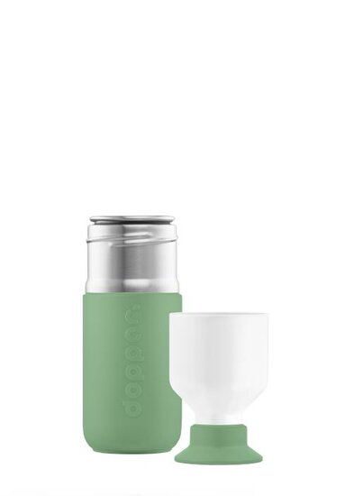 Dopper mini fles in Fresh Green, RVS fles met beker
