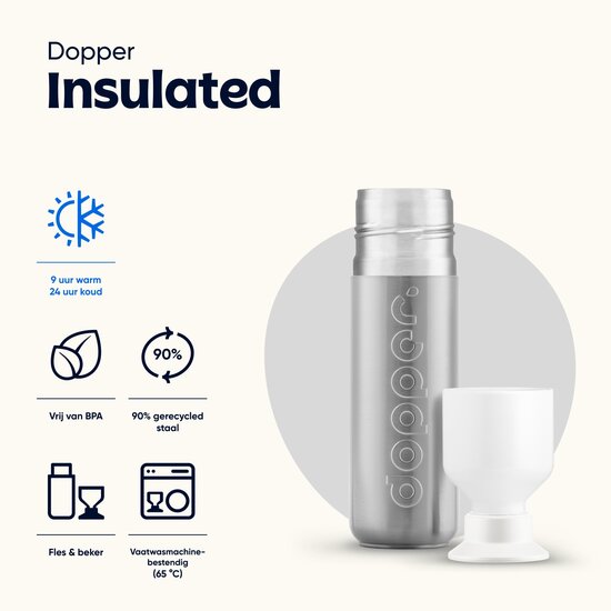 Informatie over Dopper insulated silver thermosfles