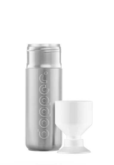 Dopper insulated Silver 580ml, RVS thermosfles met beker
