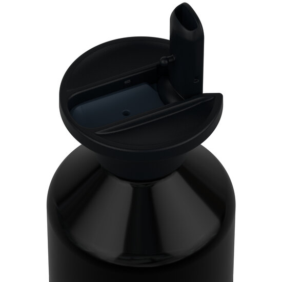 Dopper Flip Straw Black, losse zwarte dop met rietje