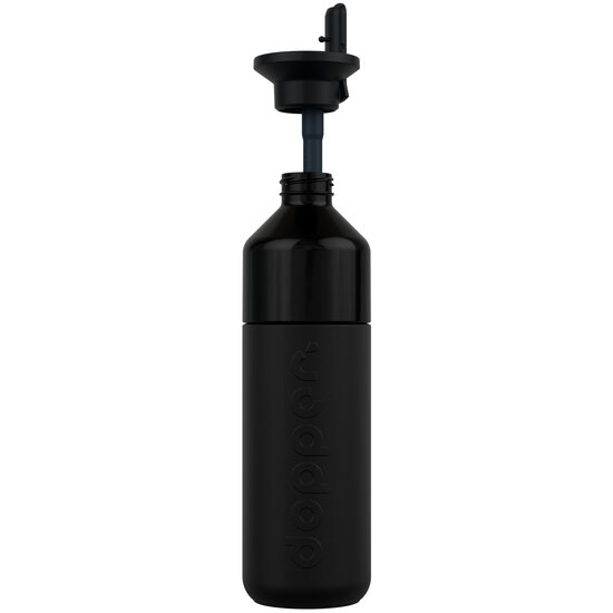 Dopper met Flip Straw Black, losse dop met rietje