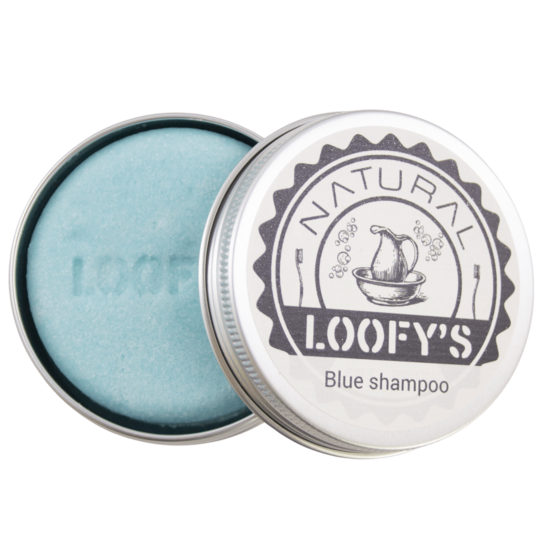 GreenPicnic verkoopt plastic vrije Blue Sort Cotton shampoo in blikje van Loofy's